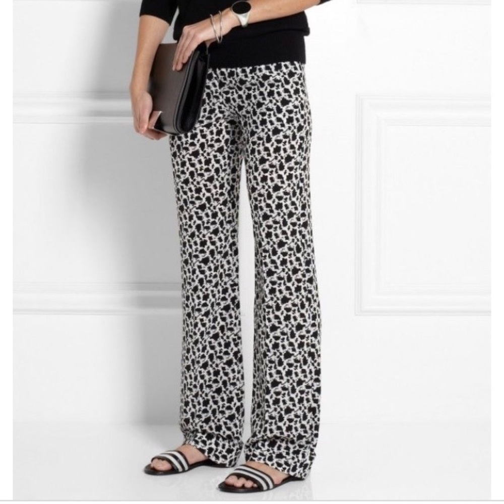 JOSEPH silk black and white drawstring pants
